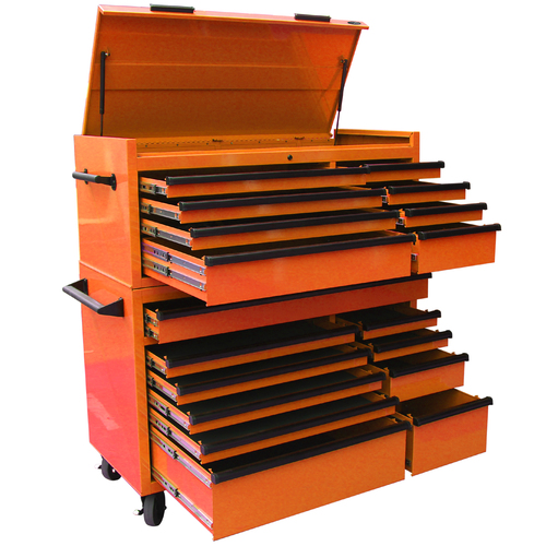 MAXIM 54” Orange Toolbox Top Chest & Roll Cabinet Combo with 18 Drawers - Professional Mechanic Tool Box Storage for Workshops