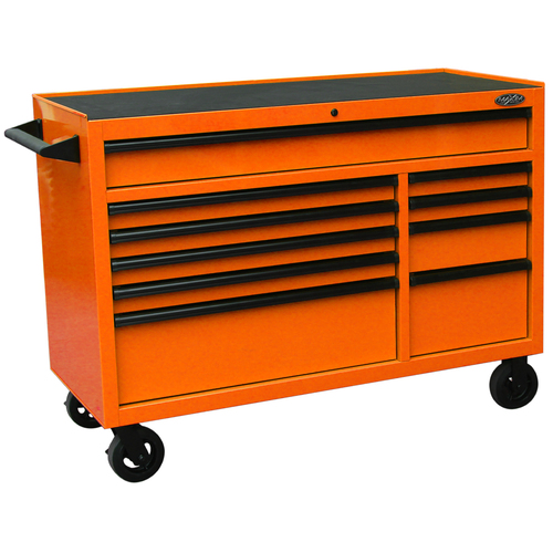 MAXIM 54” Orange Roll Cabinet Toolbox with 10 Drawers - Professional Mechanic Tool Box Storage for Workshops