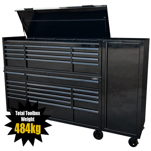 MAXIM 72” Toolbox Top Chest, Roll Cabinet & Locker Combo with 33 Drawers - Professional Mechanic Tool Box Storage