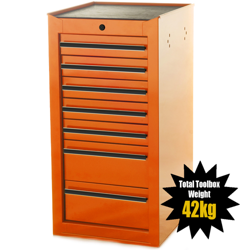 MAXIM 7 Drawer Orange Side Cabinet Toolbox 425mm x 460mm x 845mm Extension Storage Medium Size Tool Box SC